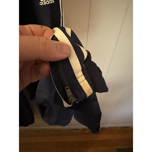 Adidas L Navy Shell Windbreaker Vintage Track Pants Wide Zip Ankle - Picture 3 of 6